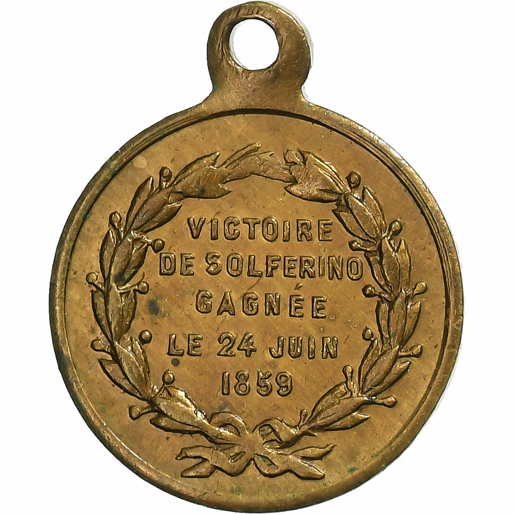 Italy, Medal, Victor Emmanuel, Victoire de Solférino, 1859, Brass, AU(55-58)