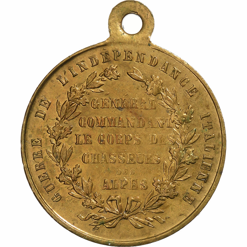 Italie, Médaille, Garibaldi, Commandant des Chasseurs des Alpes, Laiton, TTB+
