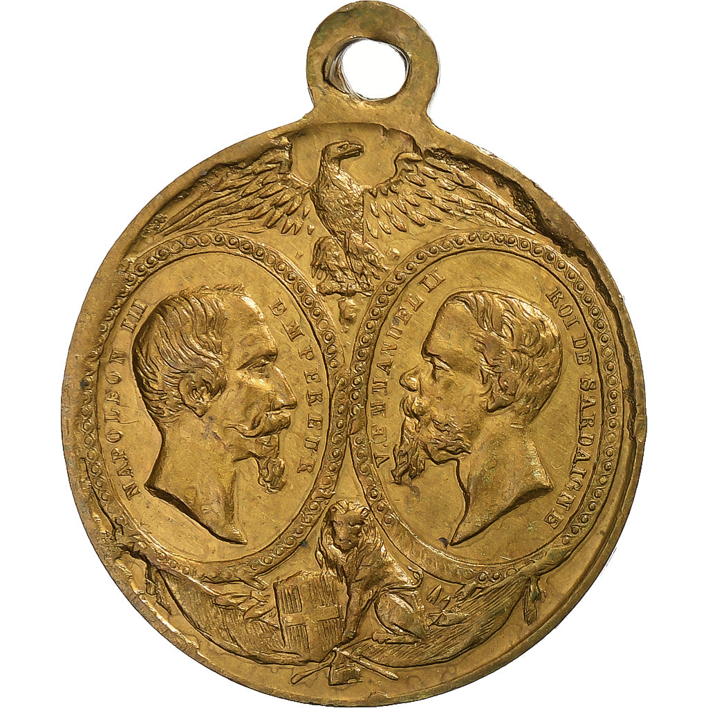 Italie, Médaille, Alliance Franco-sarde pour l'Indépendance Italienne, Laiton