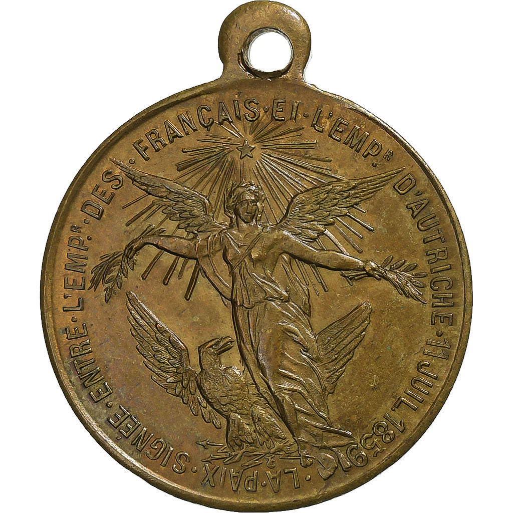 Francia, medalla, Napoléon III, Paix de Villa Franca, History, 1859, EBC, Cobre