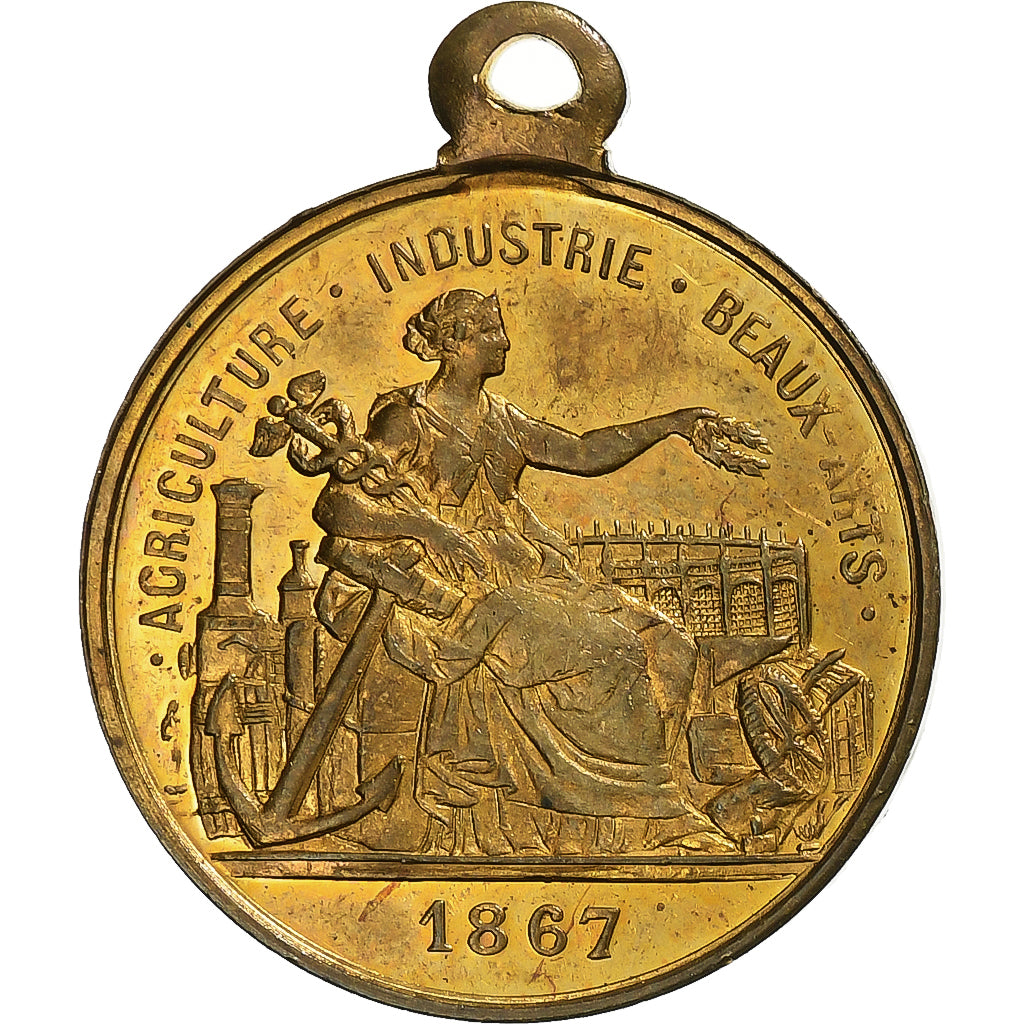 France, Medal, Napoléon III, Exposition universelle de Paris, 1867, Brass