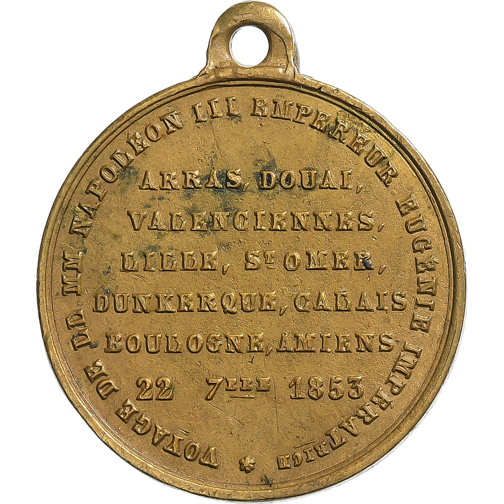 France, Medal, Napoléon III, Voyage du Nord, 1853, Brass, AU(50-53)