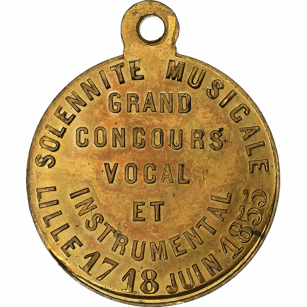 Frankrijk, Medaille, Grand Concours Vocal, Lille, 1855, Tin, PR