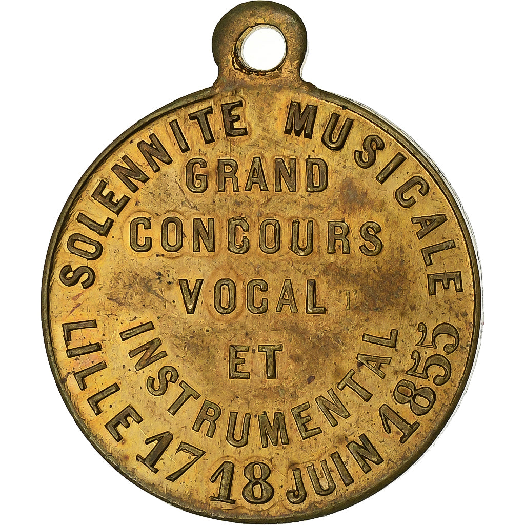 Frankreich, Medaille, Grand Concours Vocal, Lille, 1855, Messing, VZ