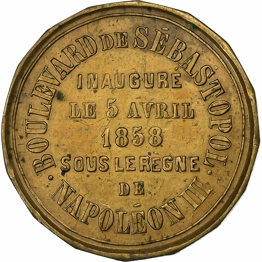Francia, medalla, Napoléon III, Inauguration du Boulevard Sebastopol, 1858