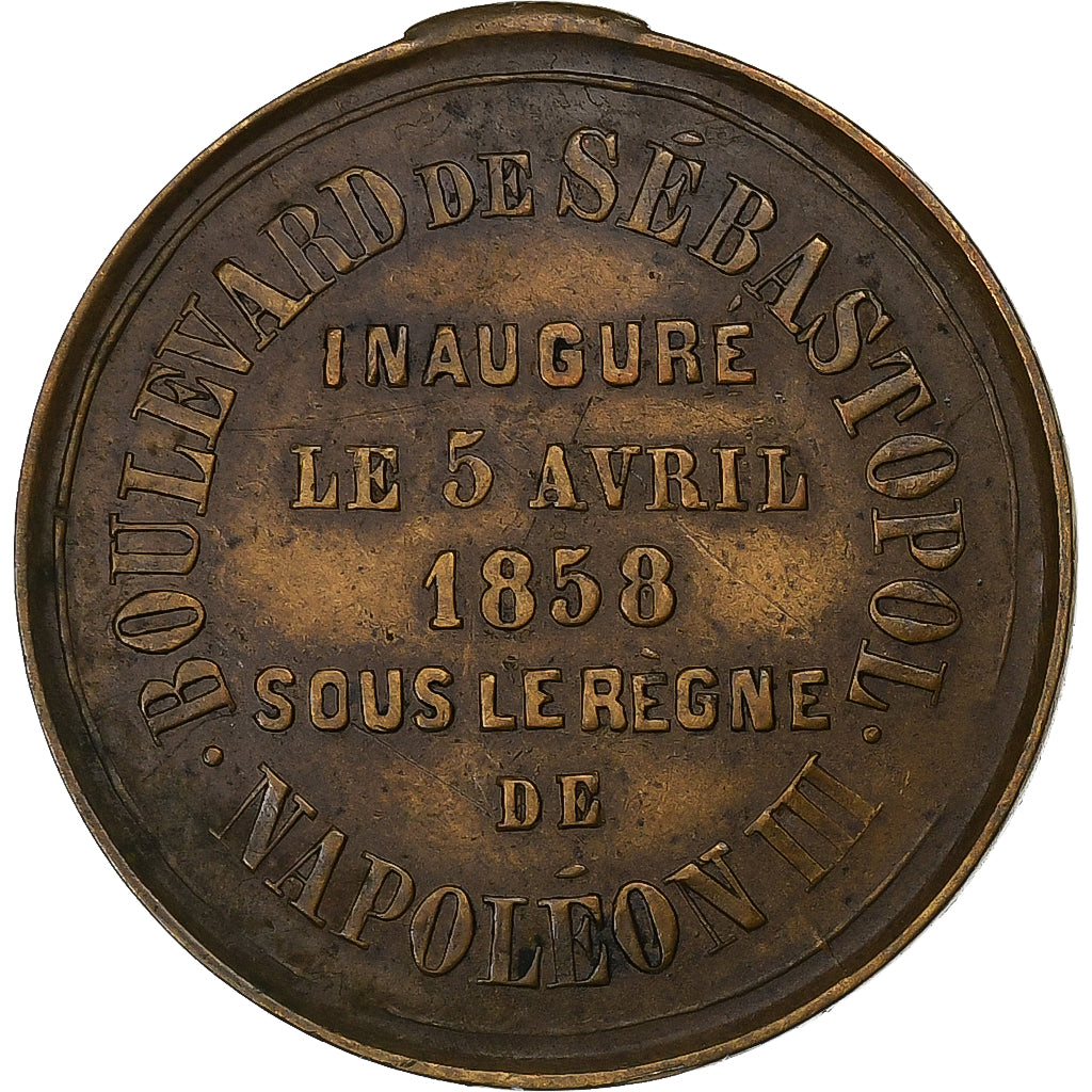 France, Medal, Napoléon III, Inauguration du Boulevard Sebastopol, 1858, Brass