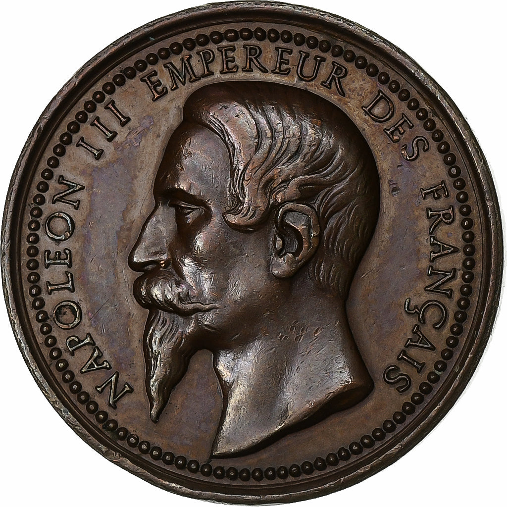 France, Medal, Napoléon III, Palais du Commerce à Lyon, 1856, Copper, Penin