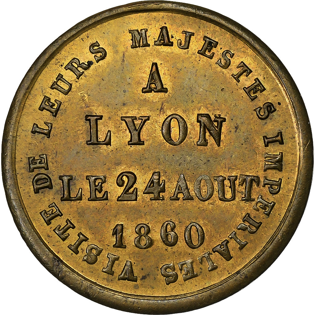 Francia, medalla, Napoléon III, Visite à Lyon, 1860, Latón, EBC