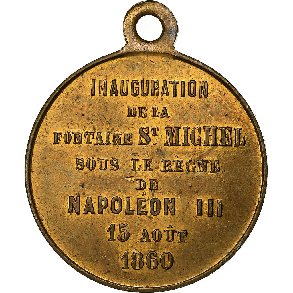 France, Medal, Napoléon III, Inauguration de la Fontaine Saint-Michel, 1860