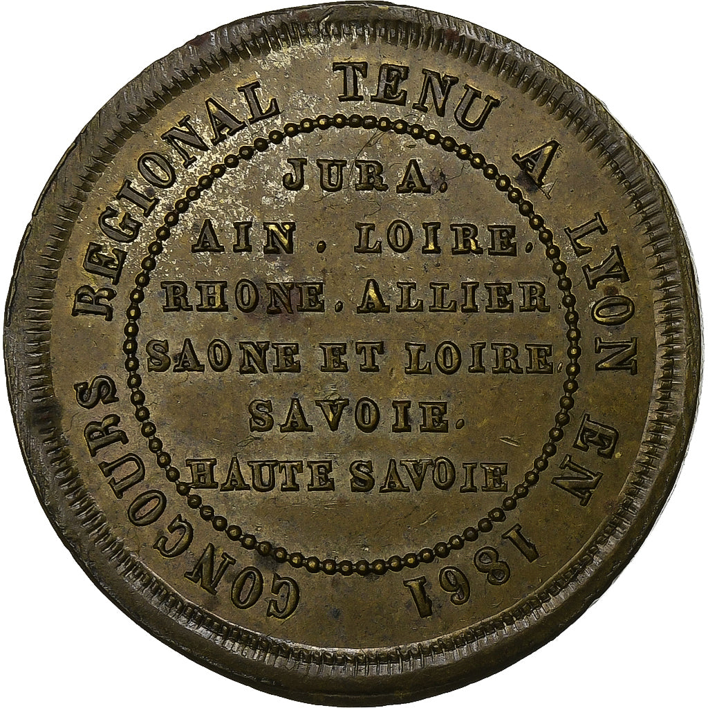 Frankrijk, Medaille, Napoléon III, Concours Régional à Lyon, 1861, Tin, ZF+