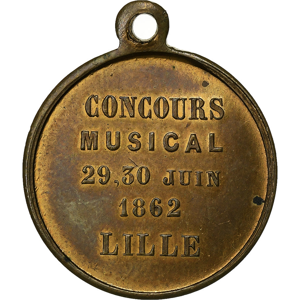 France, Medal, Concours Musical à Lille, 1862, Brass, AU(55-58)