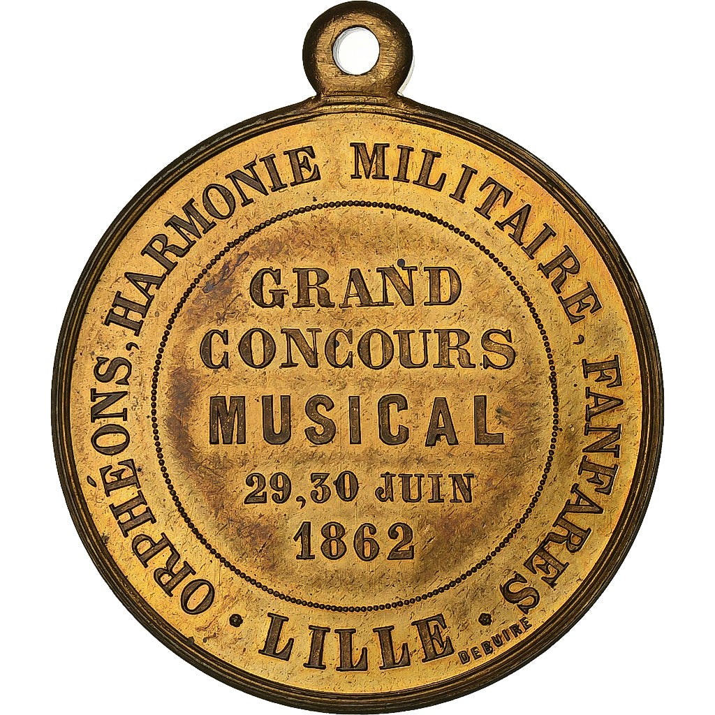 Frankreich, Medaille, Napoléon III, Concours Musical à Lille, 1862, Messing