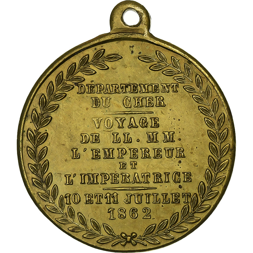 Francia, medaglia, Napoleon III and Eugenie, Voyage dans le Cher, 1862, Ottone