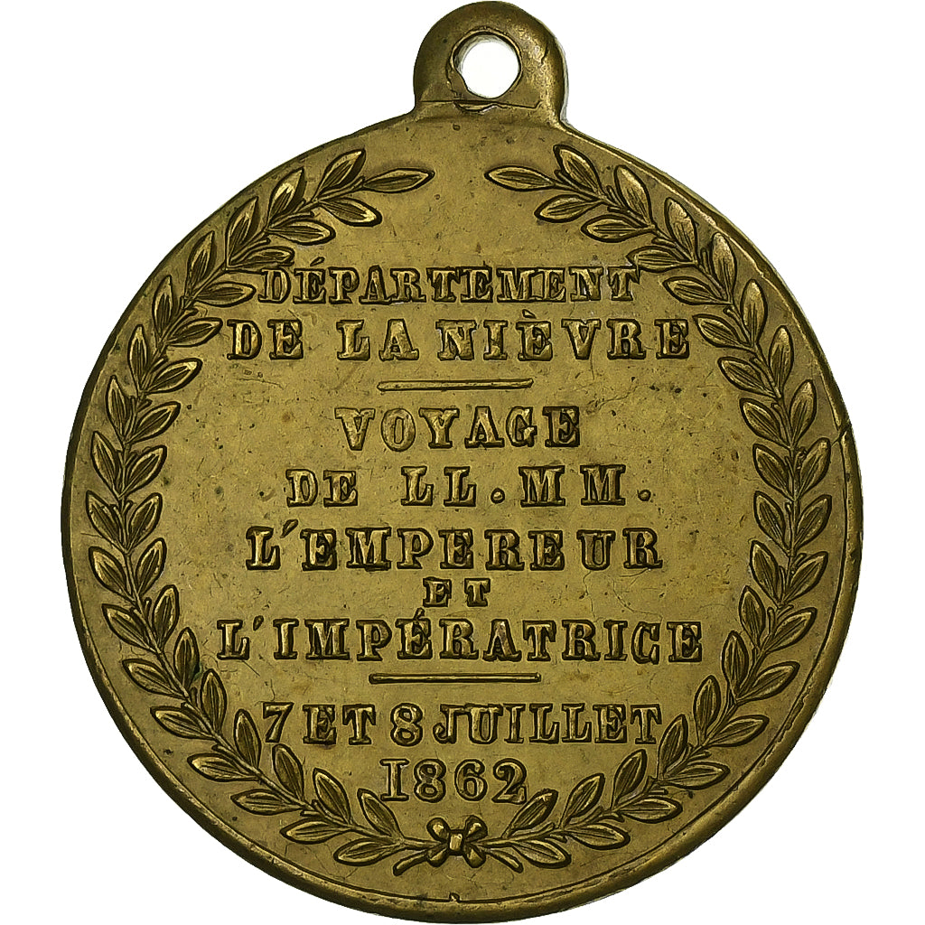 France, Médaille, Napoleon III and Eugenie, Voyage dans la Nièvre, 1862