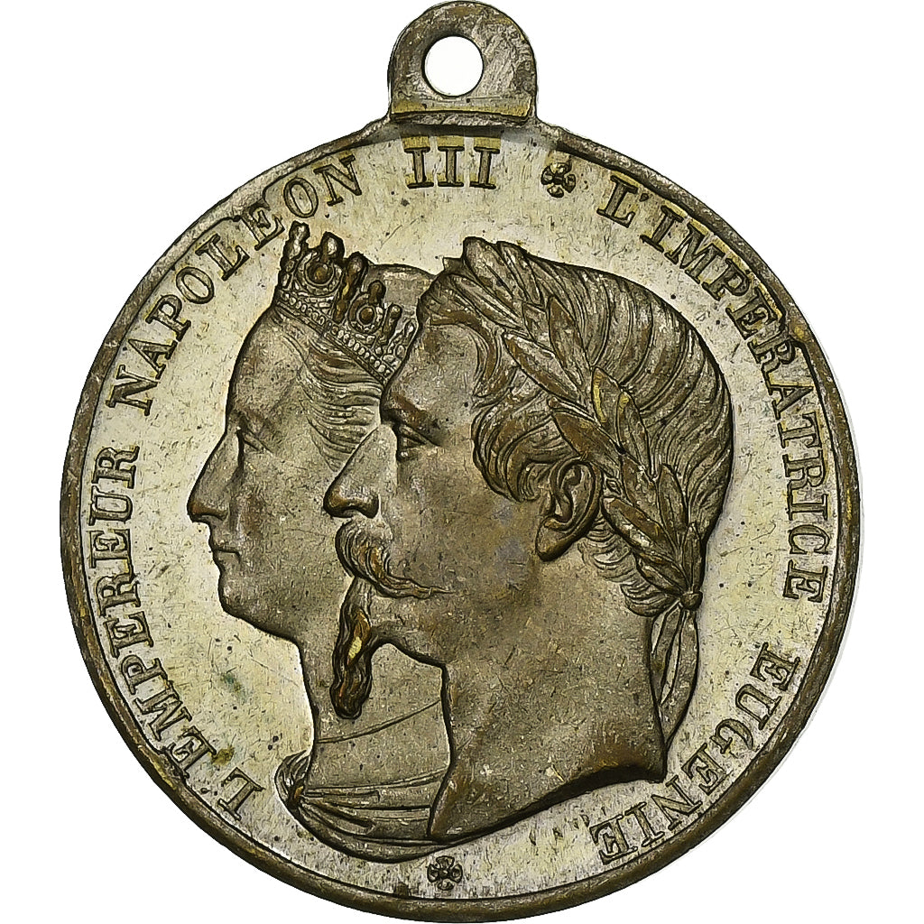 Francia, medaglia, Napoleon III and Eugenie, Voyage dans le Cher, 1862, Silvered
