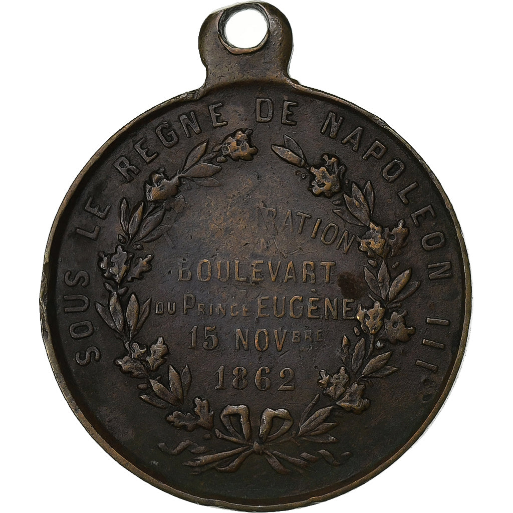Frankreich, Medaille, Inauguration du Boulevard Eugène, 1862, Kupfer, Trotin