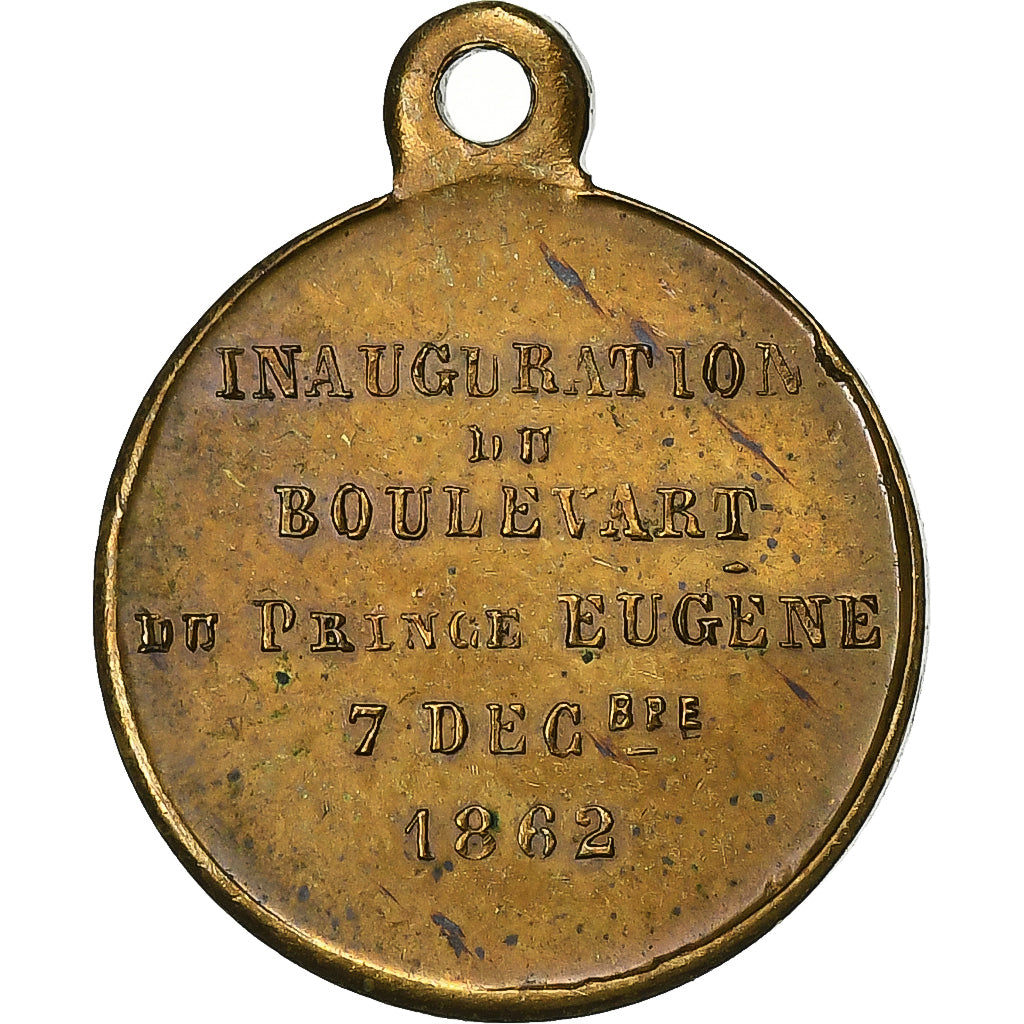 Frankreich, Medaille, Inauguration du Boulevard Eugène, 1862, Messing, Trotin