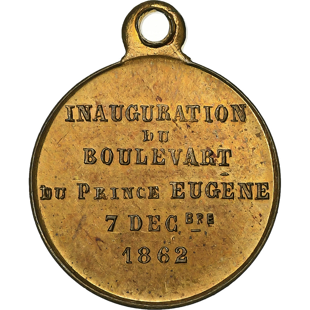 França, medalha, Inauguration du Boulevard Eugène, 1862, Latão, Trotin