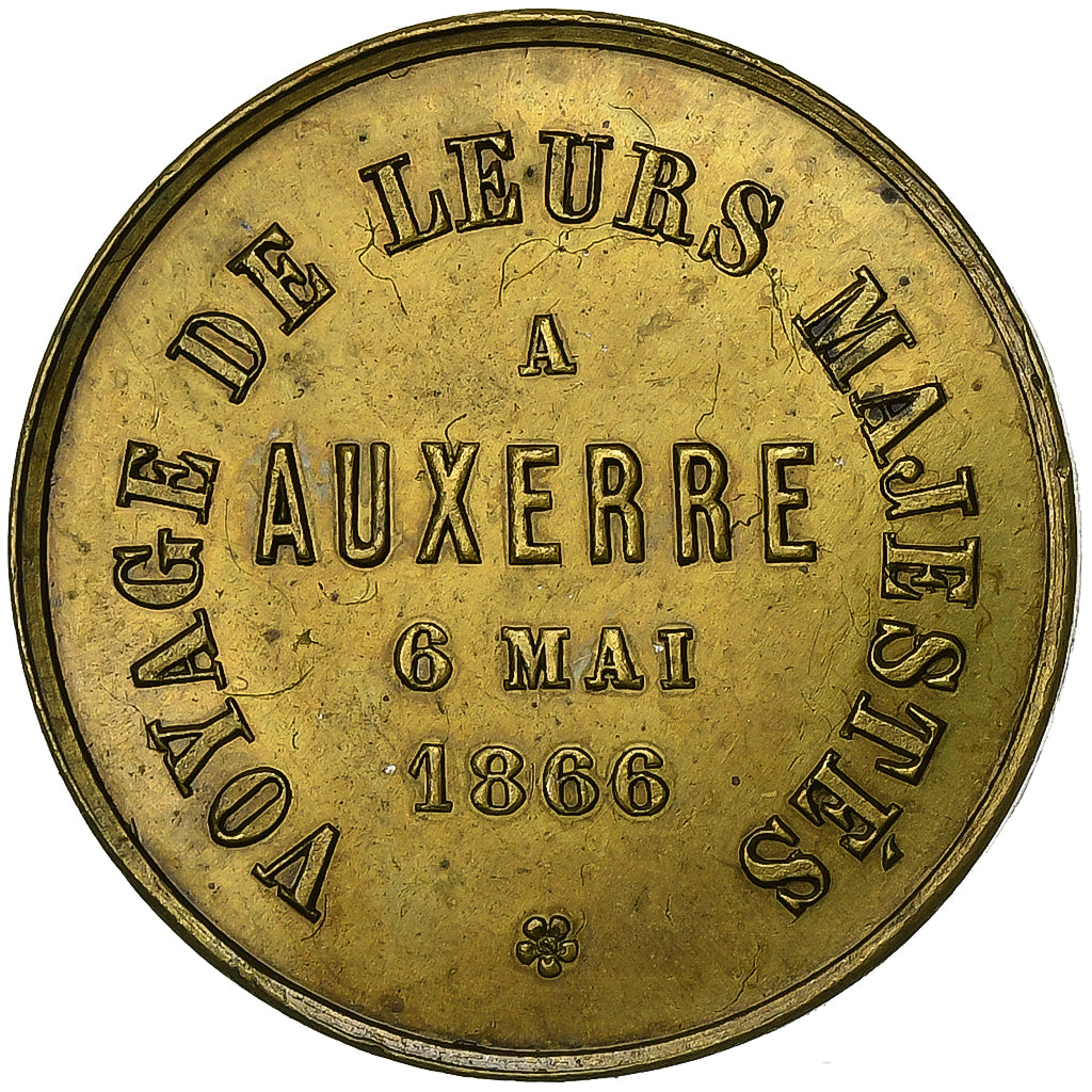 Frankreich, Medaille, Napoleon III and Eugenie, Voyage à Auxerre, 1866