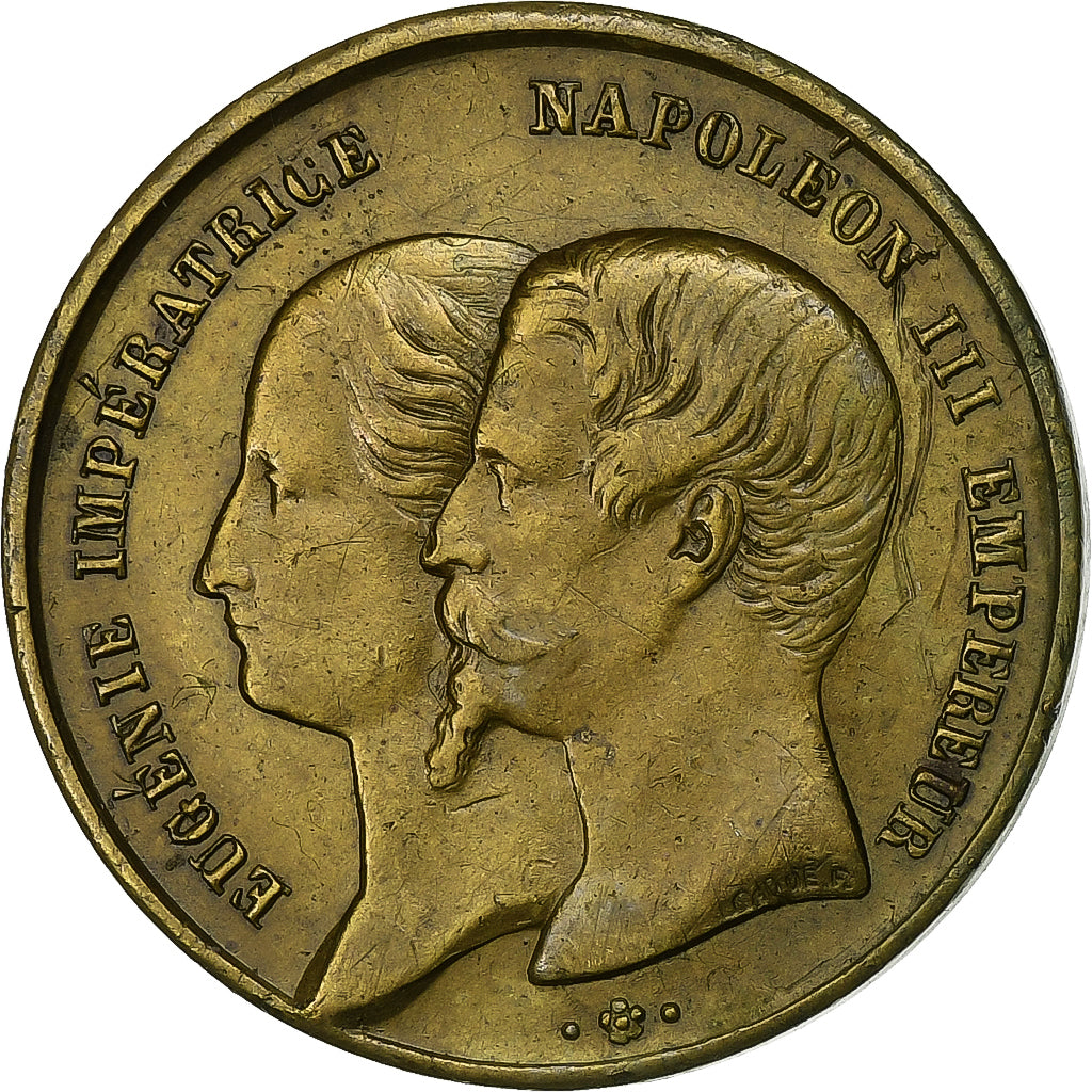 Frankrijk, Medaille, Napoleon III and Eugenie, Voyage à Auxerre, 1866, Tin, ZF+