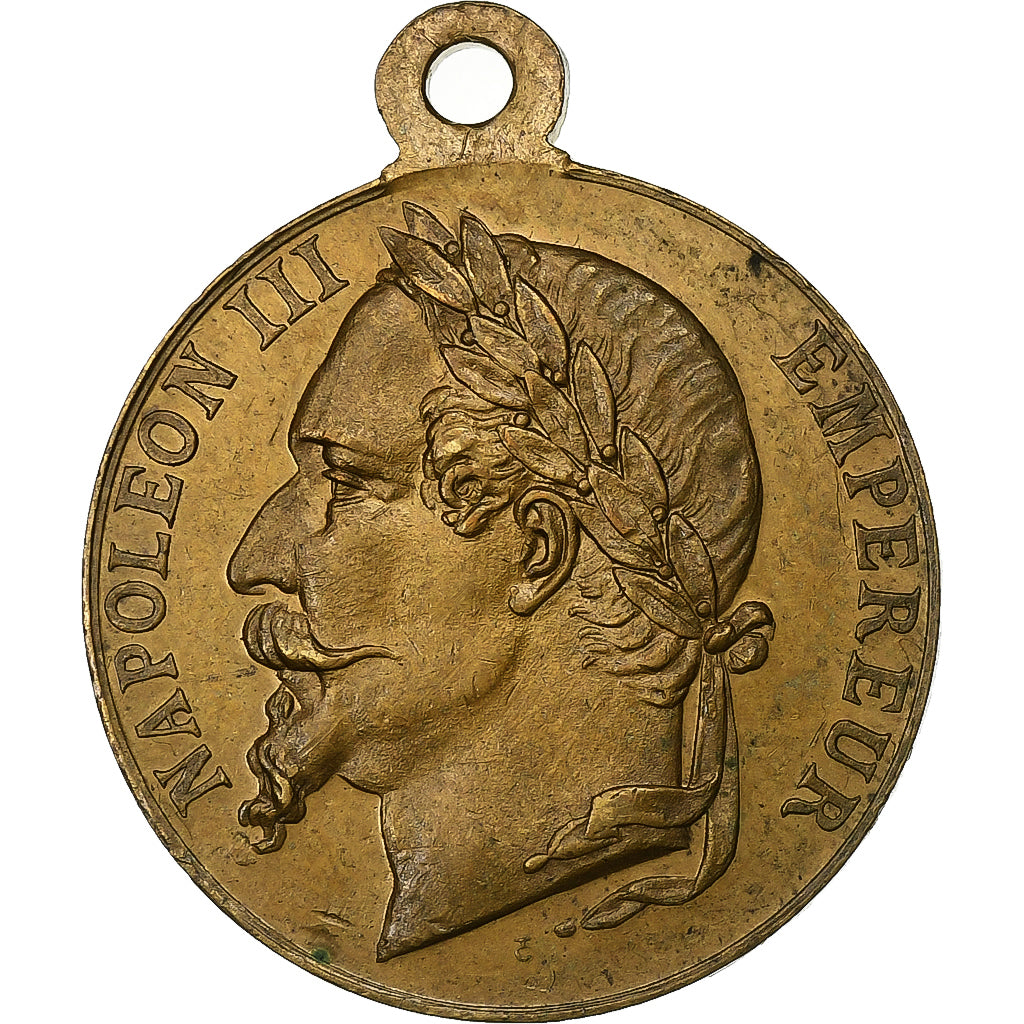 Frankrijk, Medaille, Napoléon III, Fêtes de Nancy, 1866, Tin, ZF+