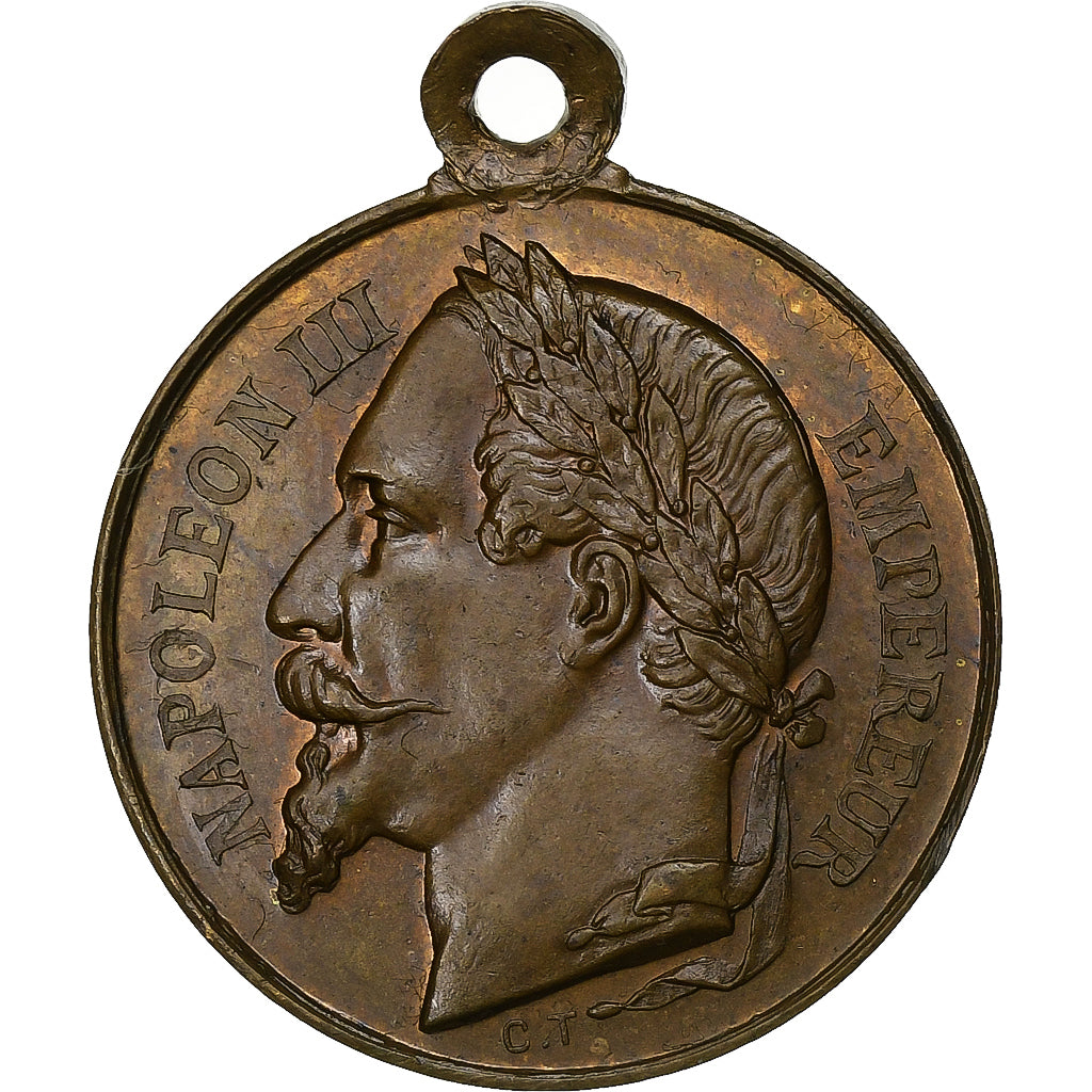 Frankrijk, Medaille, Napoléon III, Fêtes de Nancy, 1866, Tin, PR