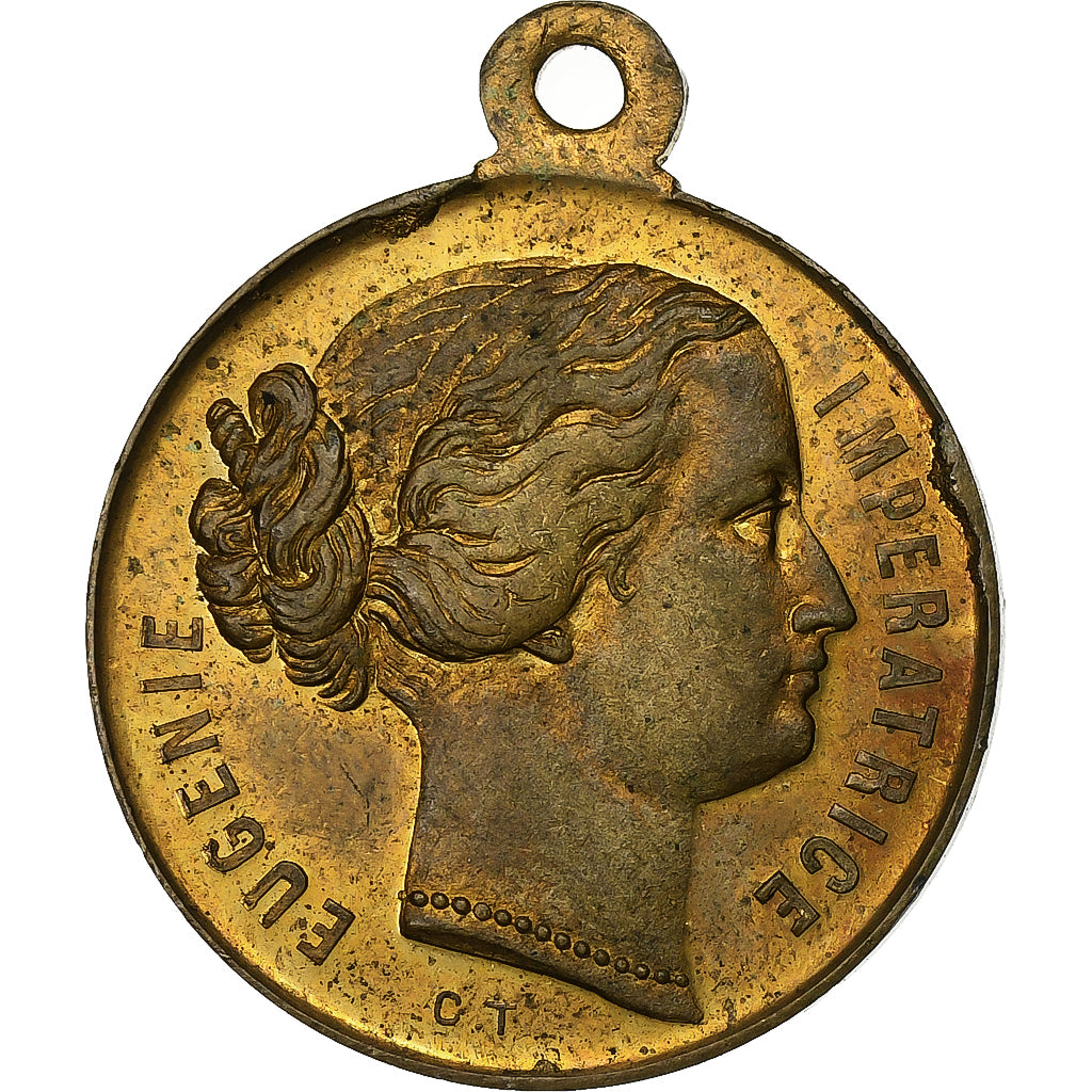 Francia, medalla, Impératrice Eugénie, Fêtes de Nancy, 1866, Latón, MBC+