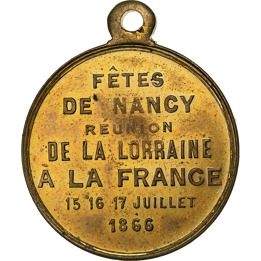 Francia, medalla, Impératrice Eugénie, Fêtes de Nancy, 1866, Latón, MBC+
