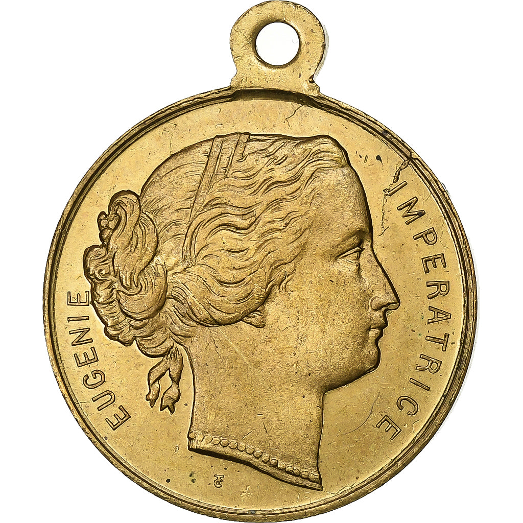 Frankrijk, Medaille, Impératrice Eugénie, Fêtes de Lille, 1867, Tin, PR