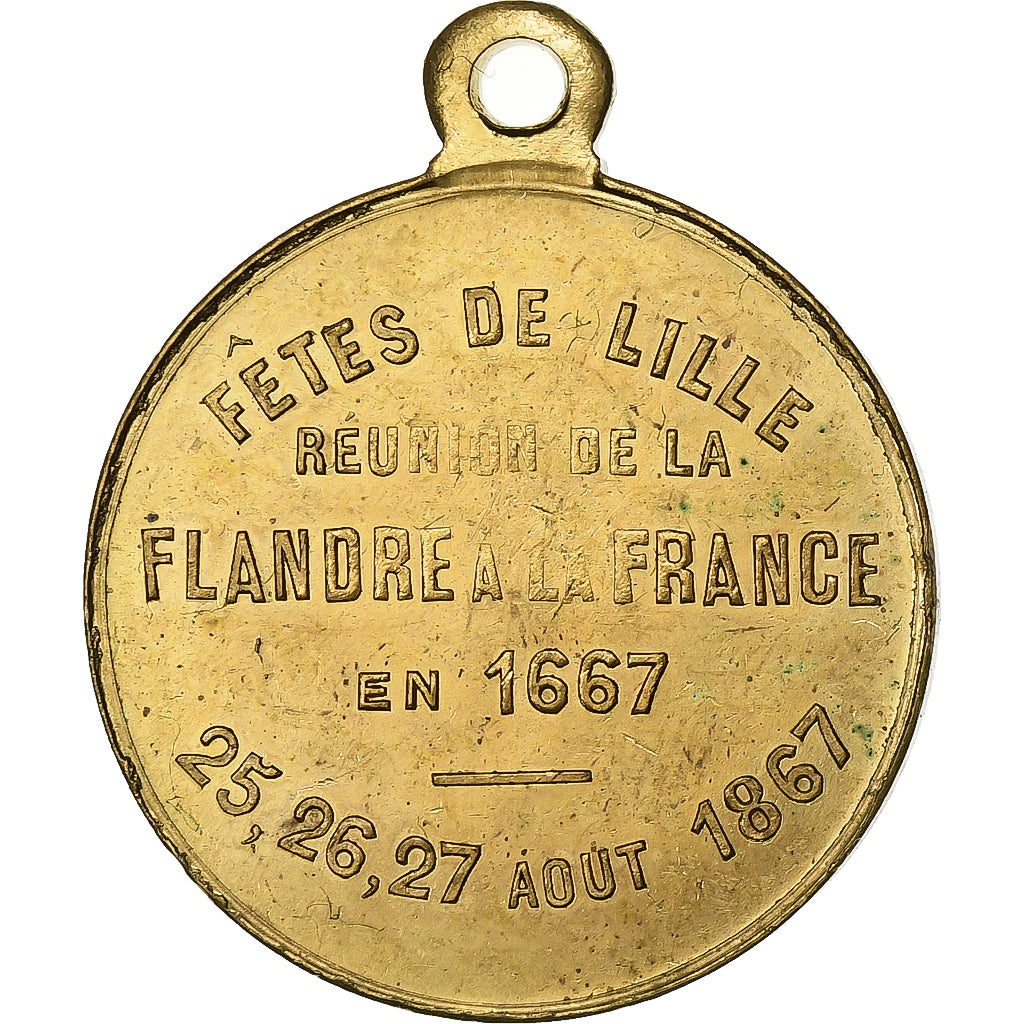 Frankrijk, Medaille, Impératrice Eugénie, Fêtes de Lille, 1867, Tin, PR