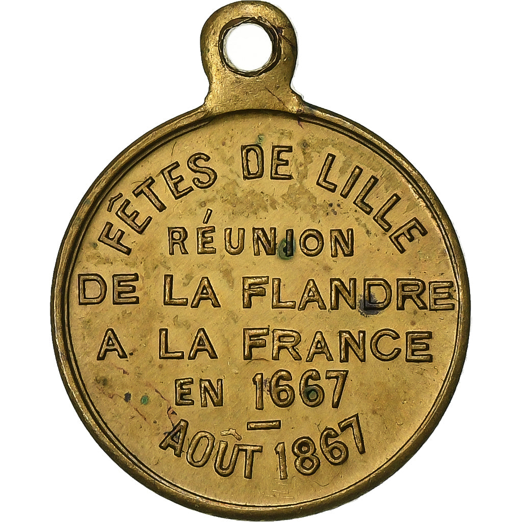 Frankreich, Medaille, Napoléon III, Fêtes de Lille, 1867, Messing, SS+