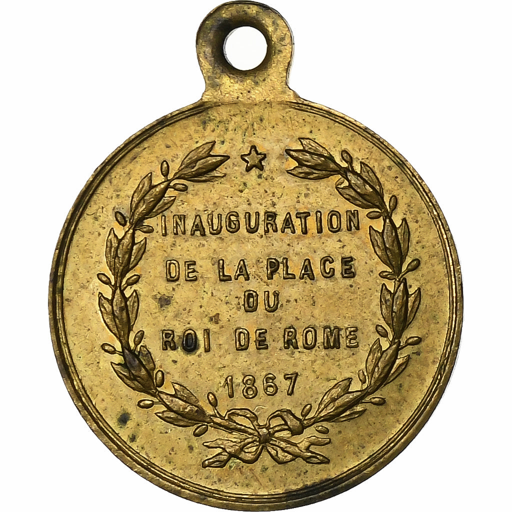 France, Médaille, Inauguration de la Place du Roi de Rome, 1867, Laiton, TTB+