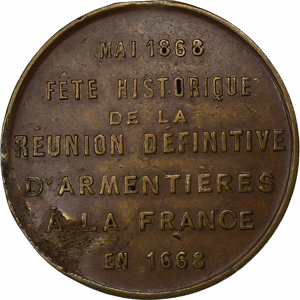 Frankreich, Medaille, Fête de la Réunion D'Armentières à la France, 1868
