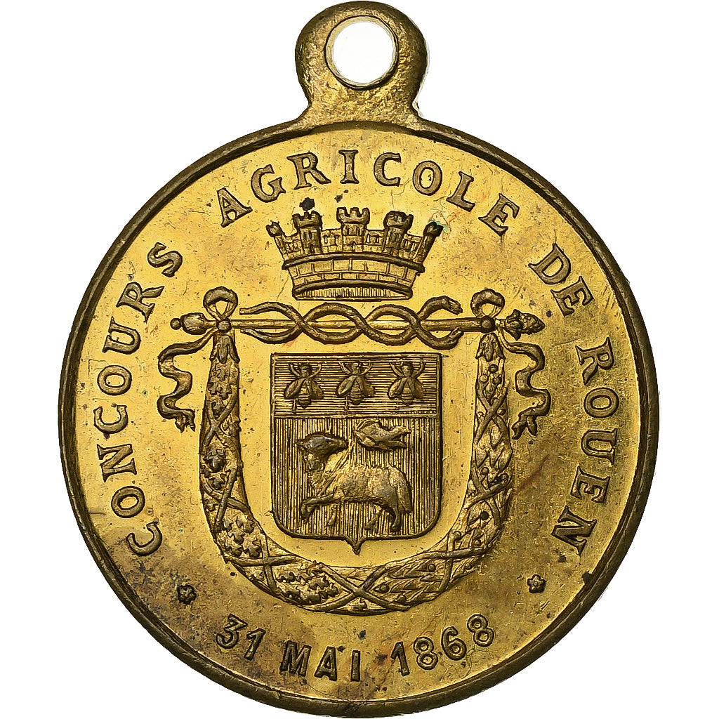 Frankreich, Medaille, Concours Agricole de Rouen, 1868, Messing, VZ