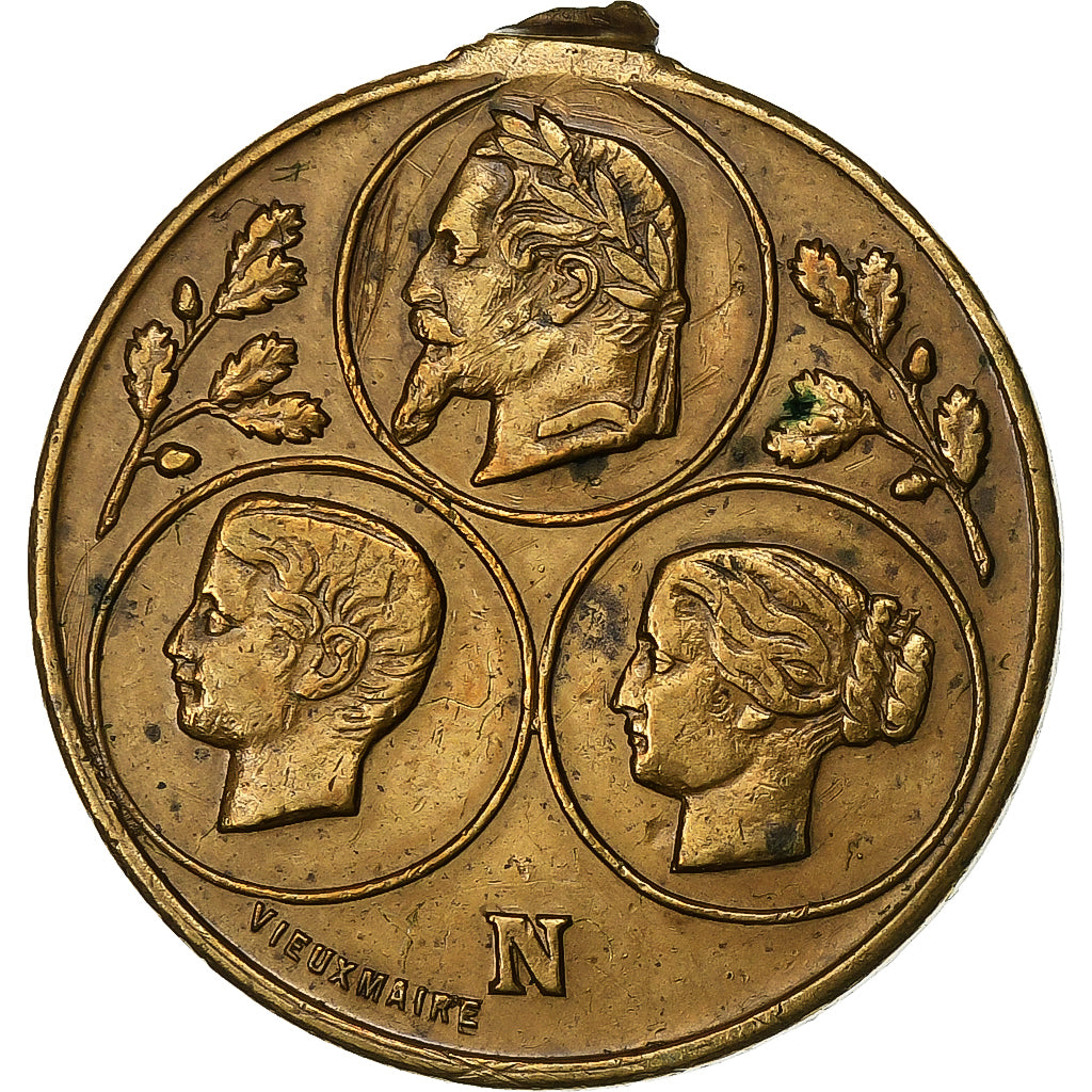 France, Medal, Napoléon III, Fête Commémorative d'Orléans, 1868, Brass