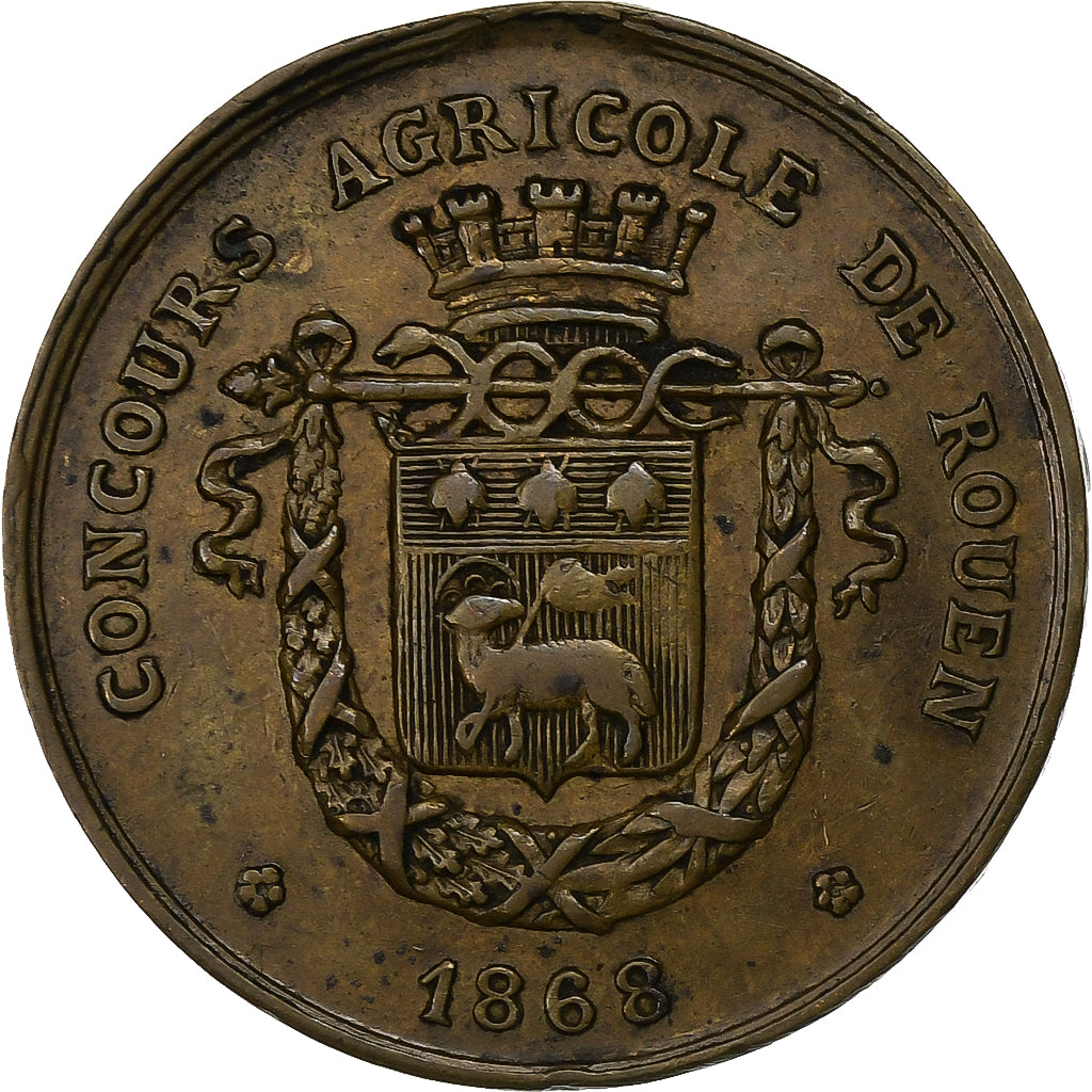 Frankreich, Medaille, Napoléon III, Concours Agricole de Rouen, 1868, Messing