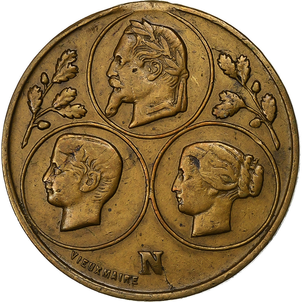 Francia, medalla, Napoléon III, Concours Agricole de Rouen, 1868, Latón