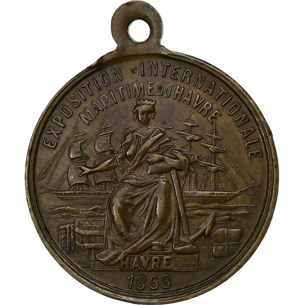 Francia, medaglia, Napoléon III, Exposition Internationale Maritime du Havre