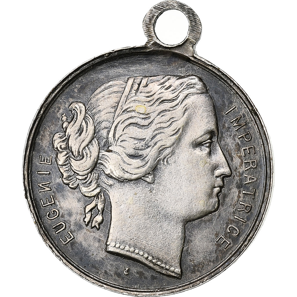 Francia, medaglia, Eugénie et le Prince Impérial, Silvered Brass, Trotin, BB+