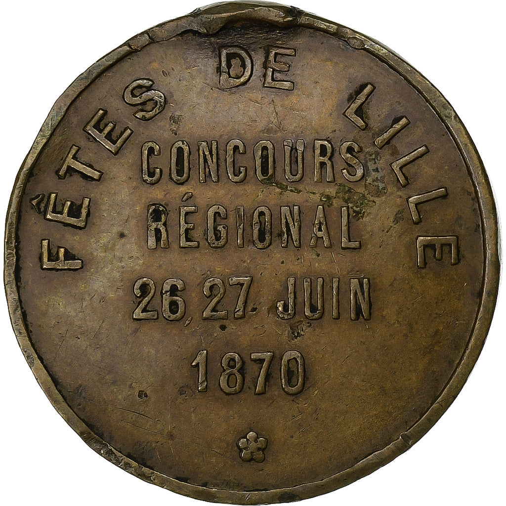 Frankreich, Medaille, Napoléon III, Fêtes de Lille, 1870, Messing, Trotin, SS