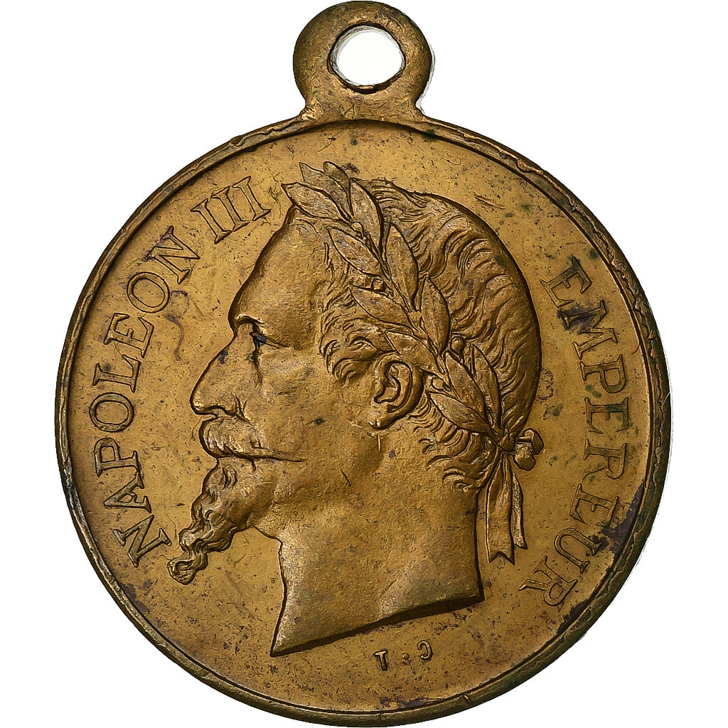 Francia, medalla, Napoléon III, Grand Concours Musical de Loches, 1870, Latón