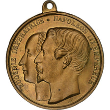 France, Medal, Visite de la Reine Victoria à Cherbourg, 1858, Brass, AU(55-58)