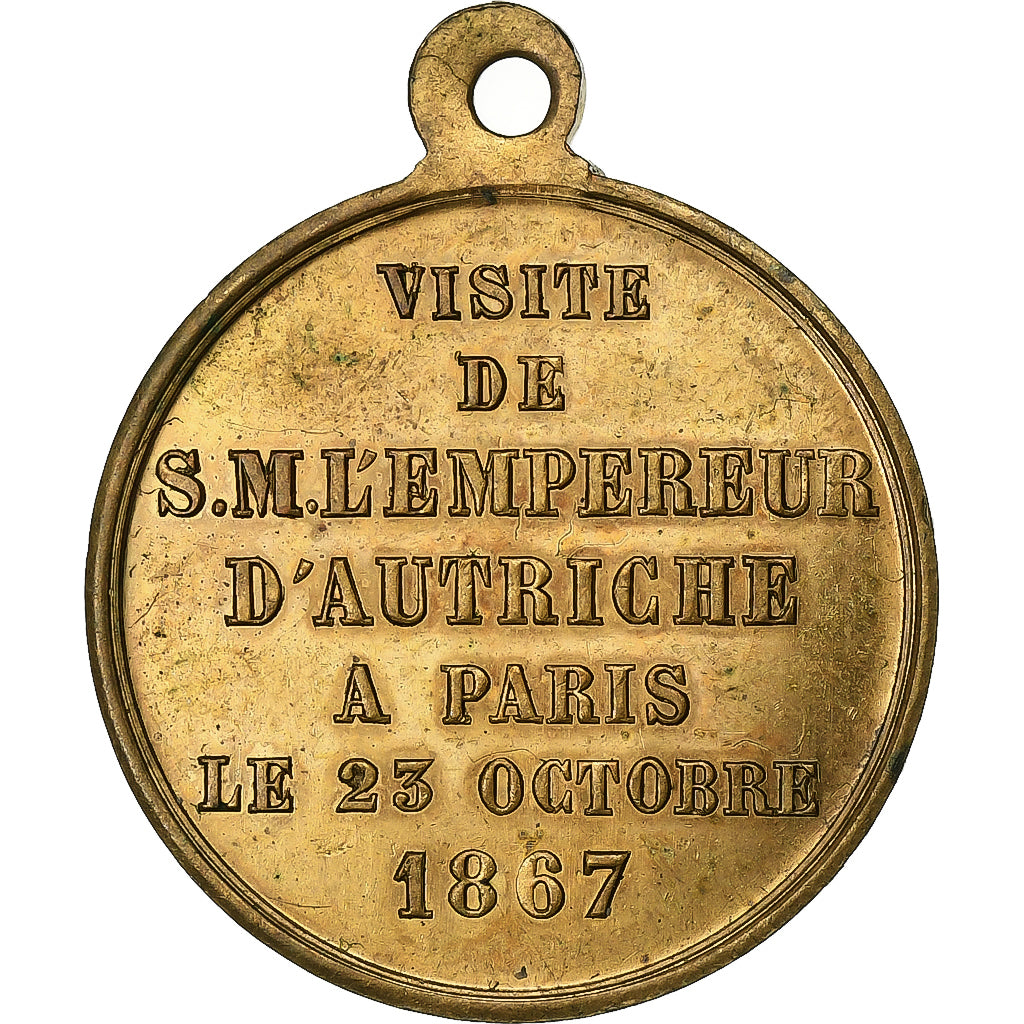 France, Medal, Visite de l'Empereur d'Autriche à Paris, 1867, Brass