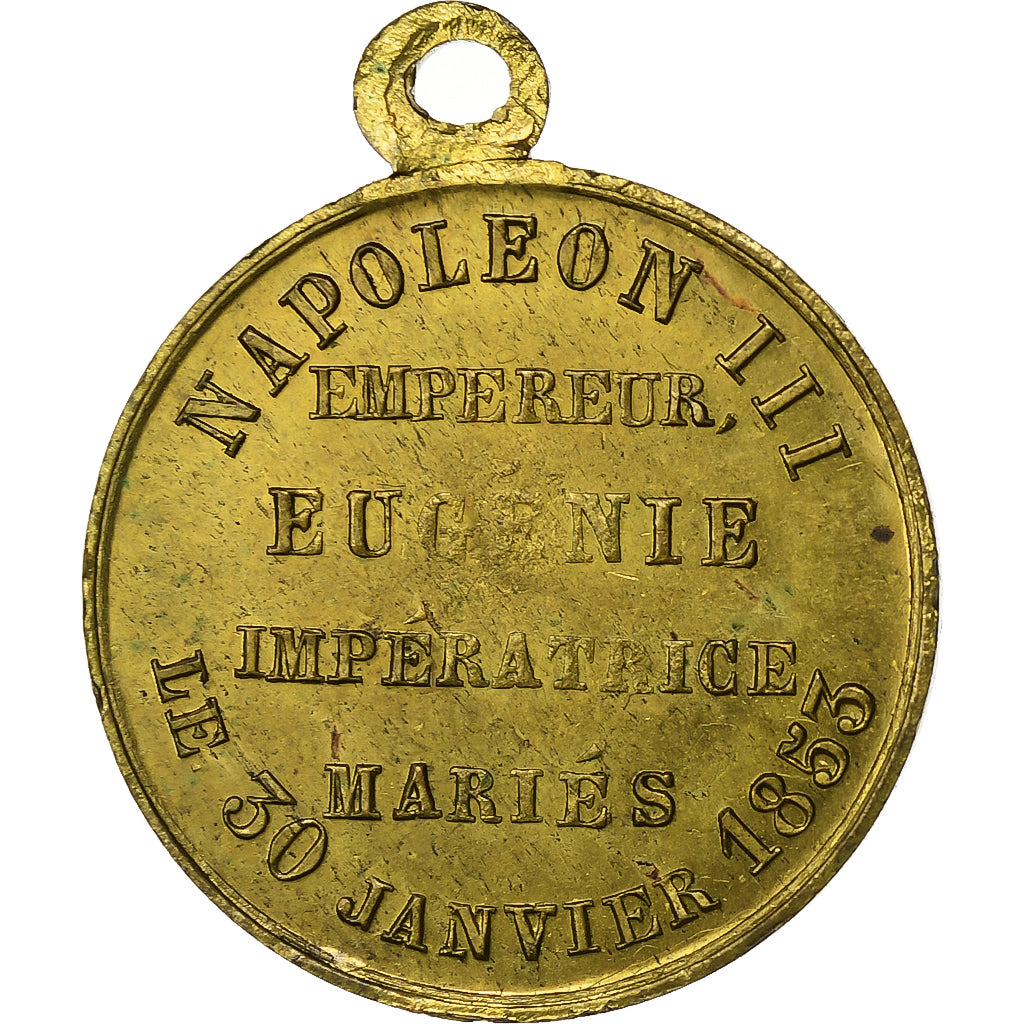 Francia, medalla, Mariage de Napoléon III et d'Eugénie, 1853, Latón, MBC+