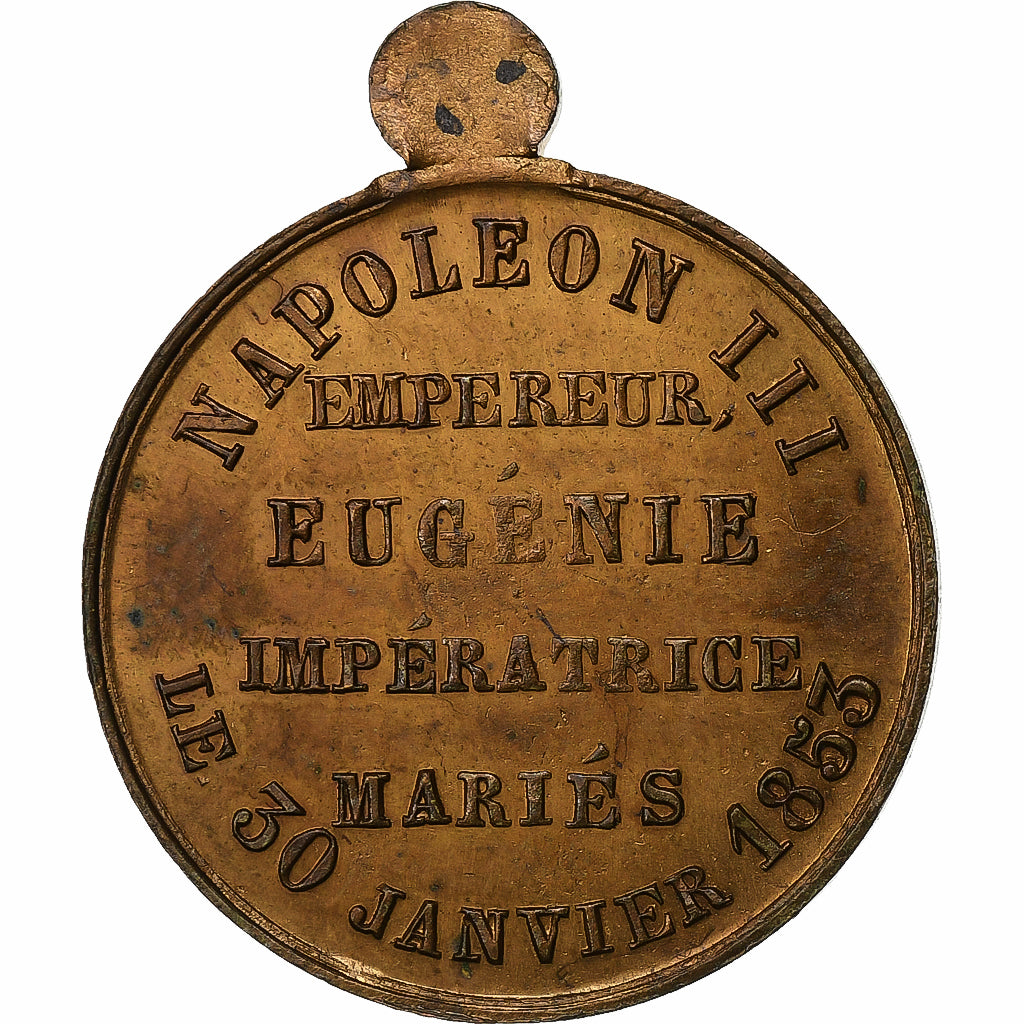 Francia, medalla, Mariage de Napoléon III et d'Eugénie, 1853, Cobre, MBC+