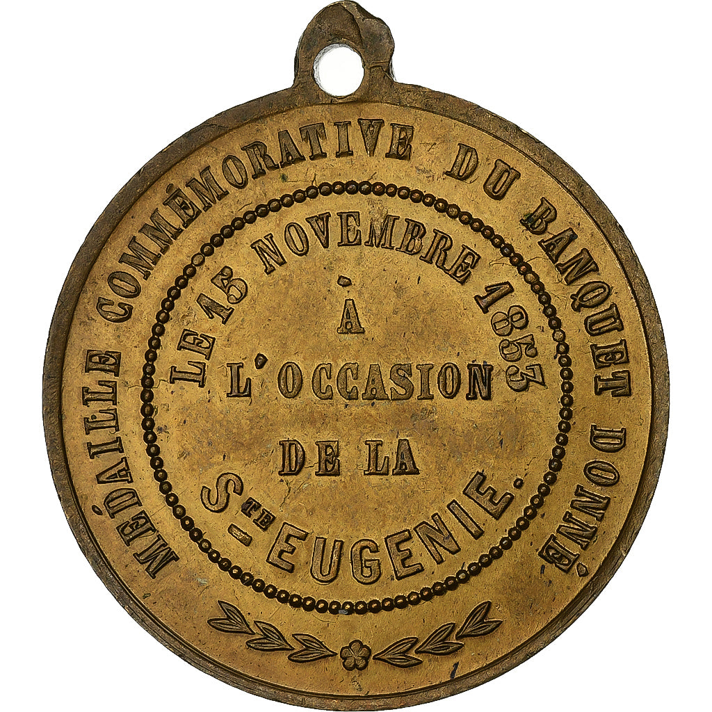 France, Medal, Banquet de la Sainte Eugénie, 1853, Brass, AU(50-53)
