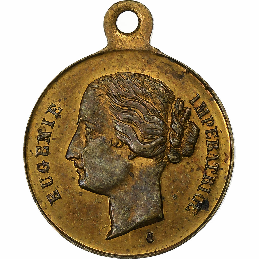 Frankreich, Medaille, Fête de l'Impératrice Eugénie, 1859, Messing, Trotin