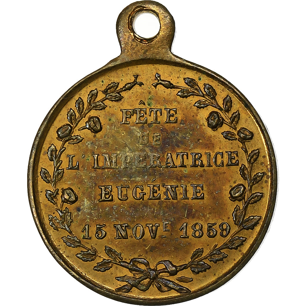 Frankreich, Medaille, Fête de l'Impératrice Eugénie, 1859, Messing, Trotin