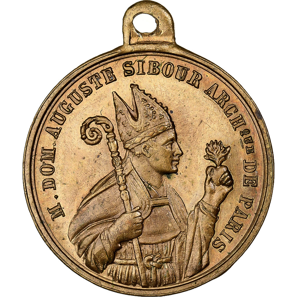 France, Medal, Mort d'Auguste Sibour, Archevêque de Paris, 1857, Brass, MS(63)