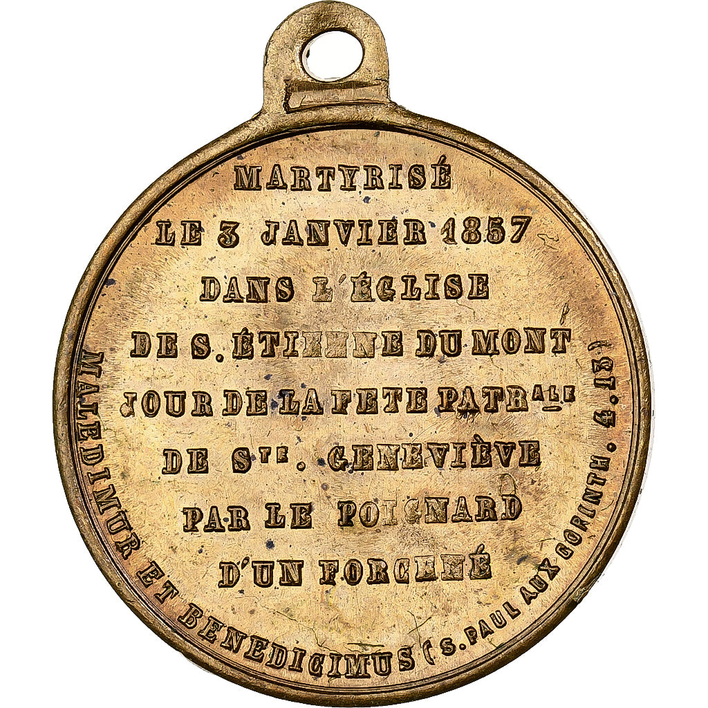 France, Medal, Mort d'Auguste Sibour, Archevêque de Paris, 1857, Brass, MS(63)